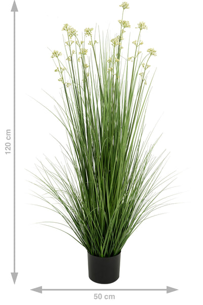 Iarba artificiala Onion 120 cm cu 10 flori de praz albe