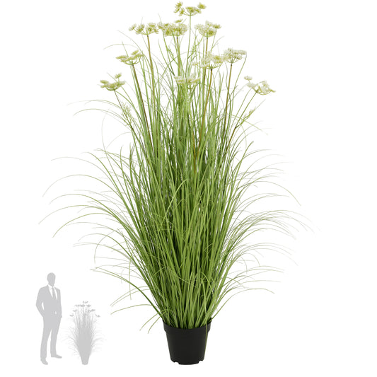 Iarba artificiala Onion 120 cm cu 11 flori de morcov albe