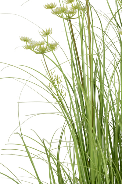 Iarba artificiala Onion 120 cm cu 11 flori de morcov albe