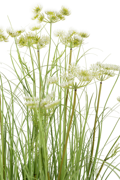 Iarba artificiala Onion 120 cm cu 11 flori de morcov albe
