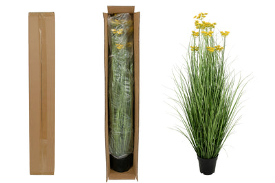Iarba artificiala Onion 120 cm cu 11 flori de morcov galbene