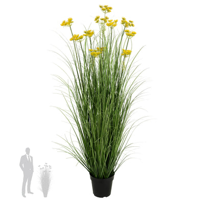 Iarba artificiala Onion 120 cm cu 11 flori de morcov galbene