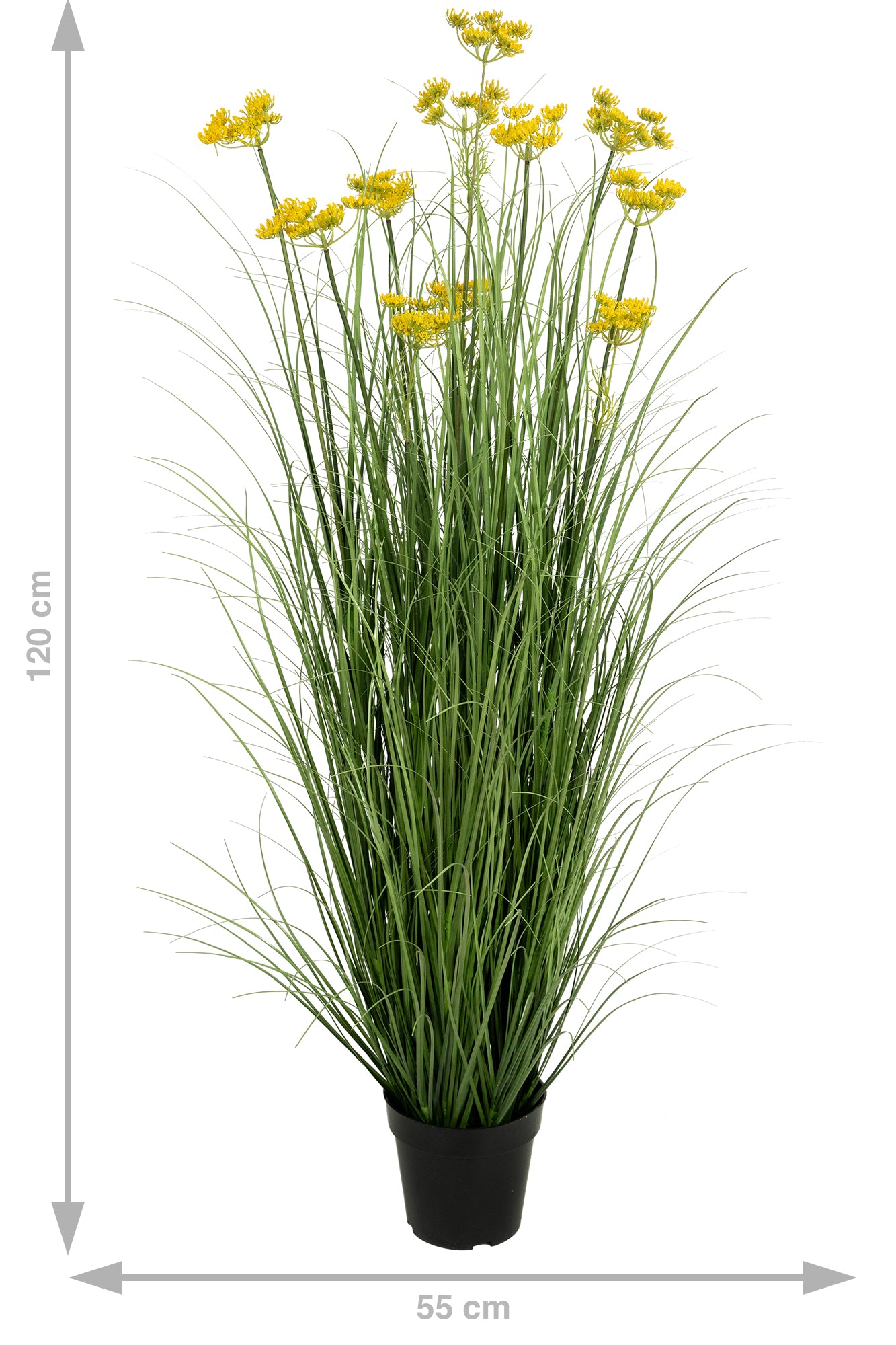 Iarba artificiala Onion 120 cm cu 11 flori de morcov galbene