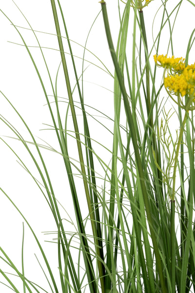 Iarba artificiala Onion 120 cm cu 11 flori de morcov galbene