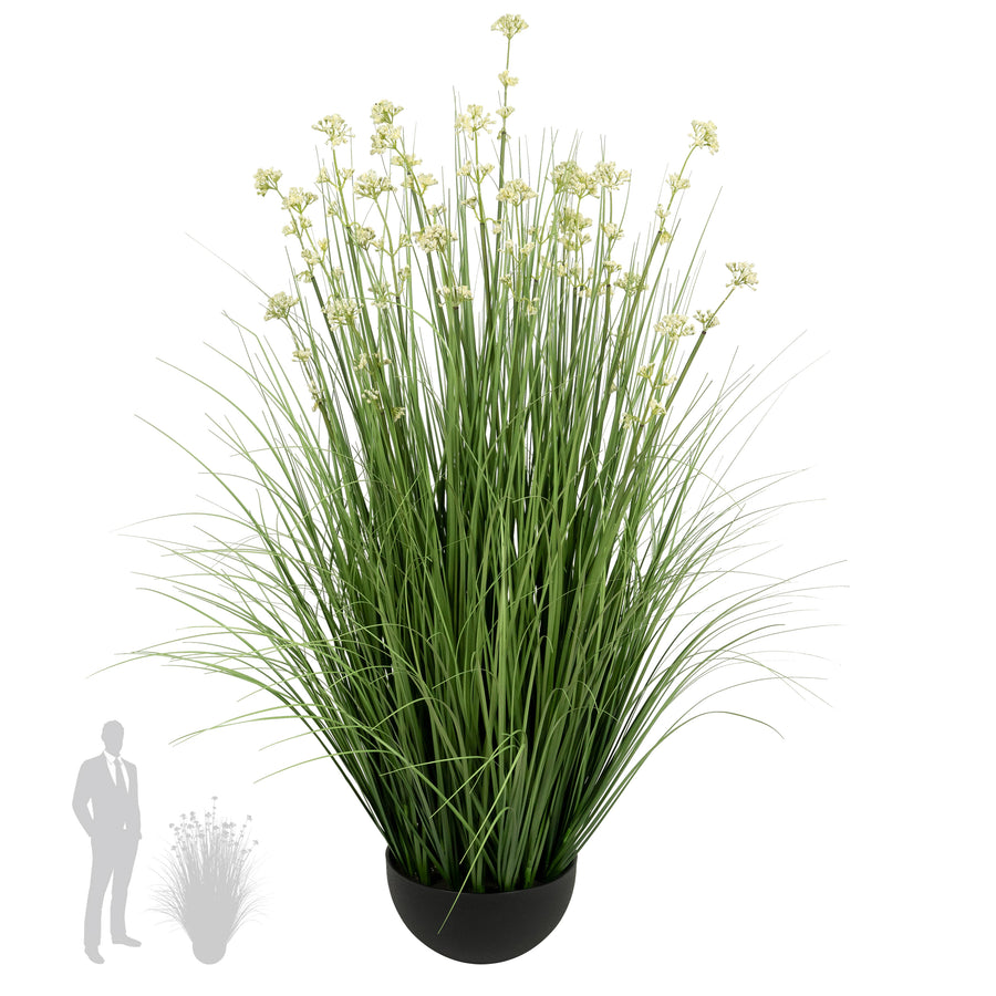 Iarba artificiala Onion 120 cm cu 22 flori de praz albe
