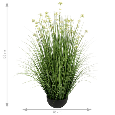 Iarba artificiala Onion 120 cm cu 22 flori de praz albe