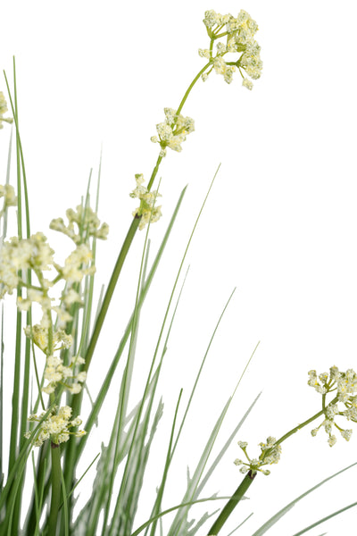 Iarba artificiala Onion 120 cm cu 22 flori de praz albe