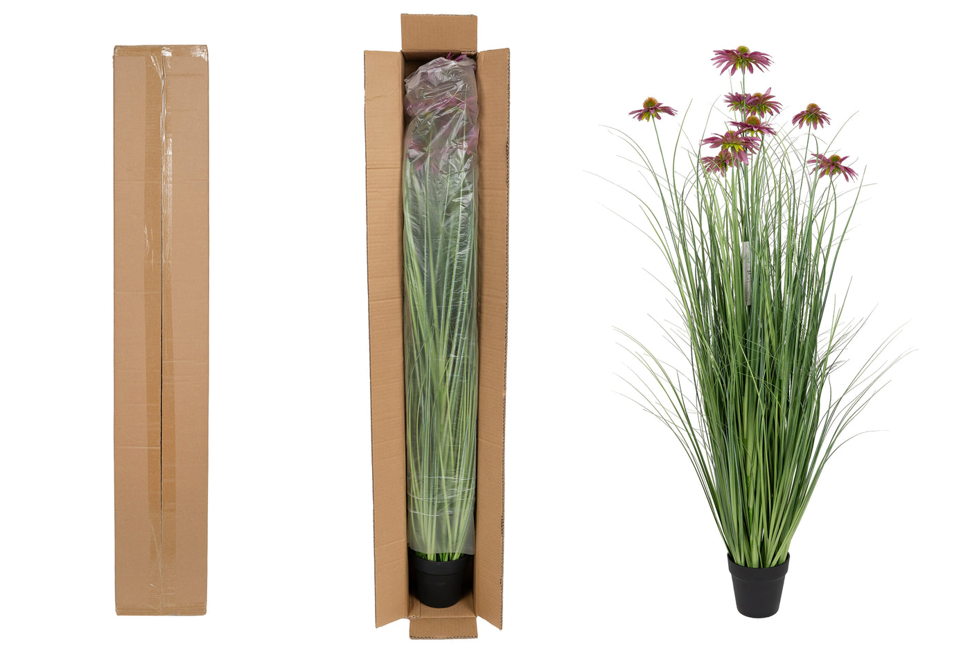 Iarba artificiala Onion 120 cm cu 5 flori de crizantema mov