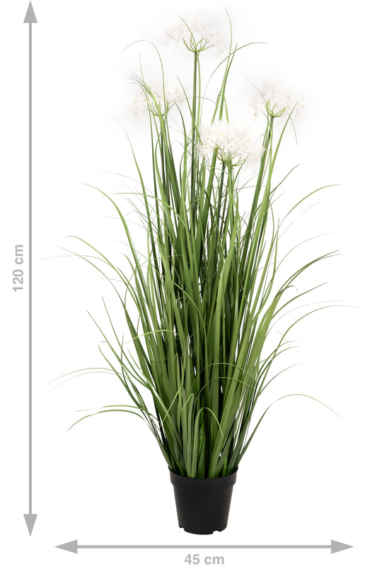Iarba artificiala Onion 120 cm cu 5 flori de papadie albe
