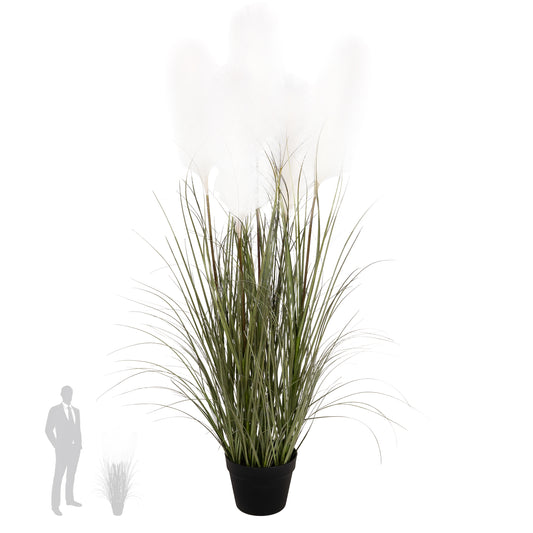 Iarba artificiala Onion 120 cm cu 5 flori naturale de pampas crem