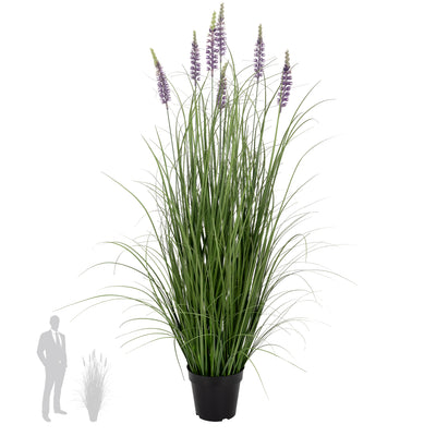 Iarba artificiala Onion 120 cm cu 7 flori de lavanda mov