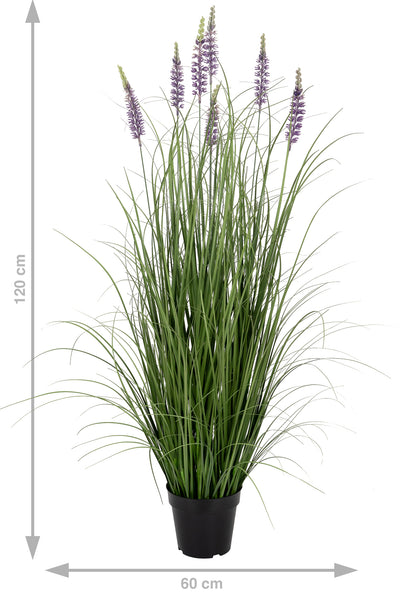 Iarba artificiala Onion 120 cm cu 7 flori de lavanda mov