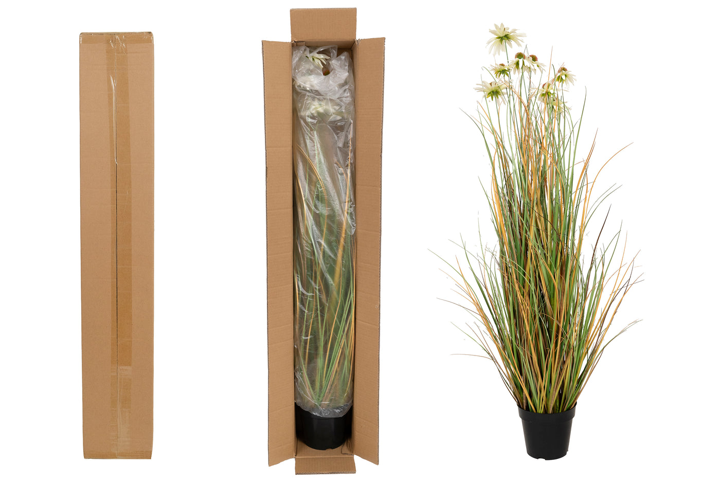 Iarba artificiala Onion 120 cm cu 8 flori albe de crizantema