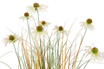 Iarba artificiala Onion 120 cm cu 8 flori albe de crizantema