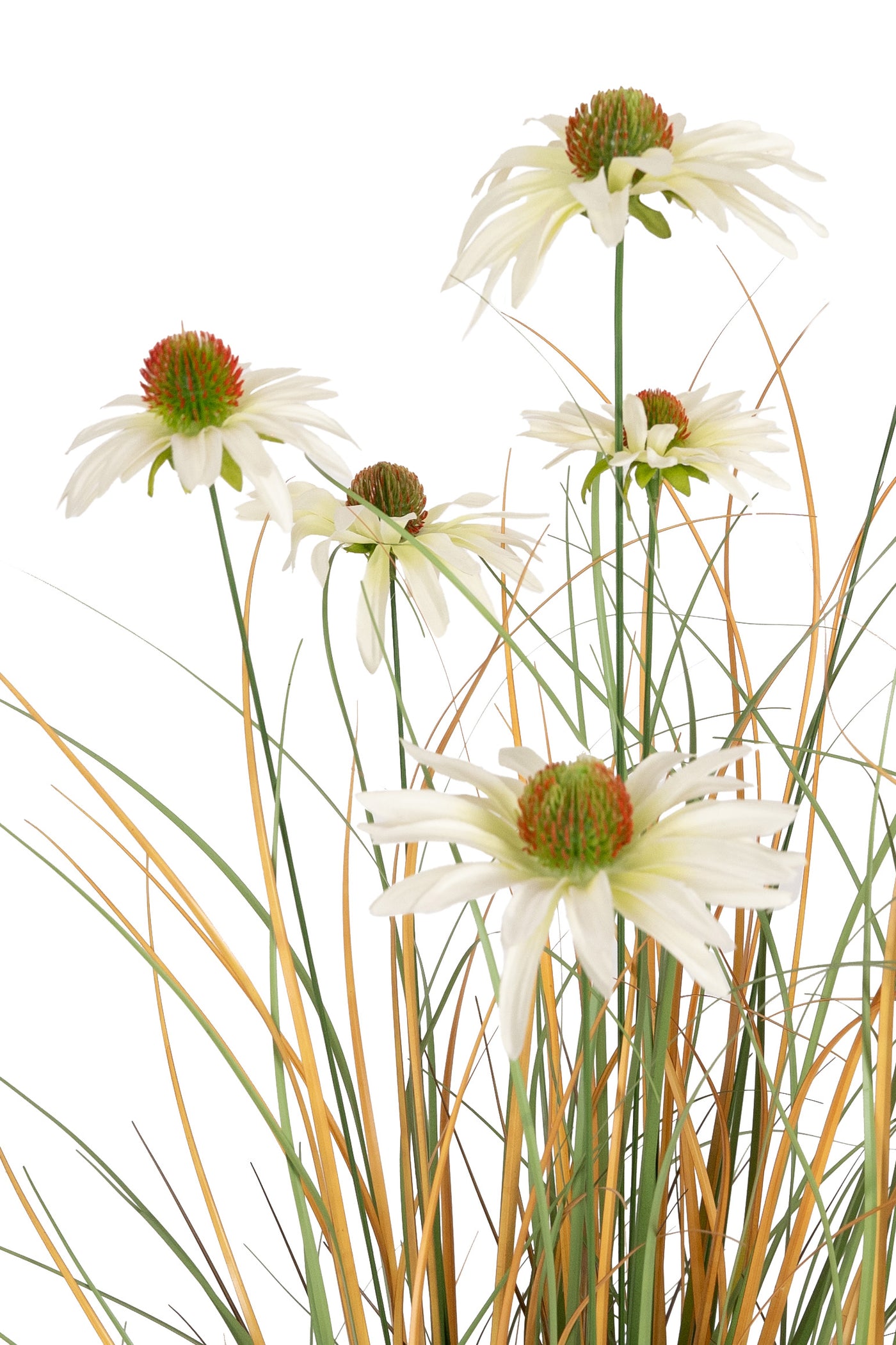 Iarba artificiala Onion 120 cm cu 8 flori albe de crizantema