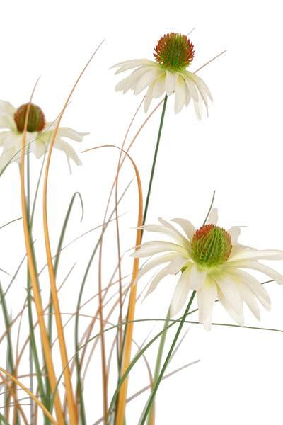 Iarba artificiala Onion 120 cm cu 8 flori albe de crizantema