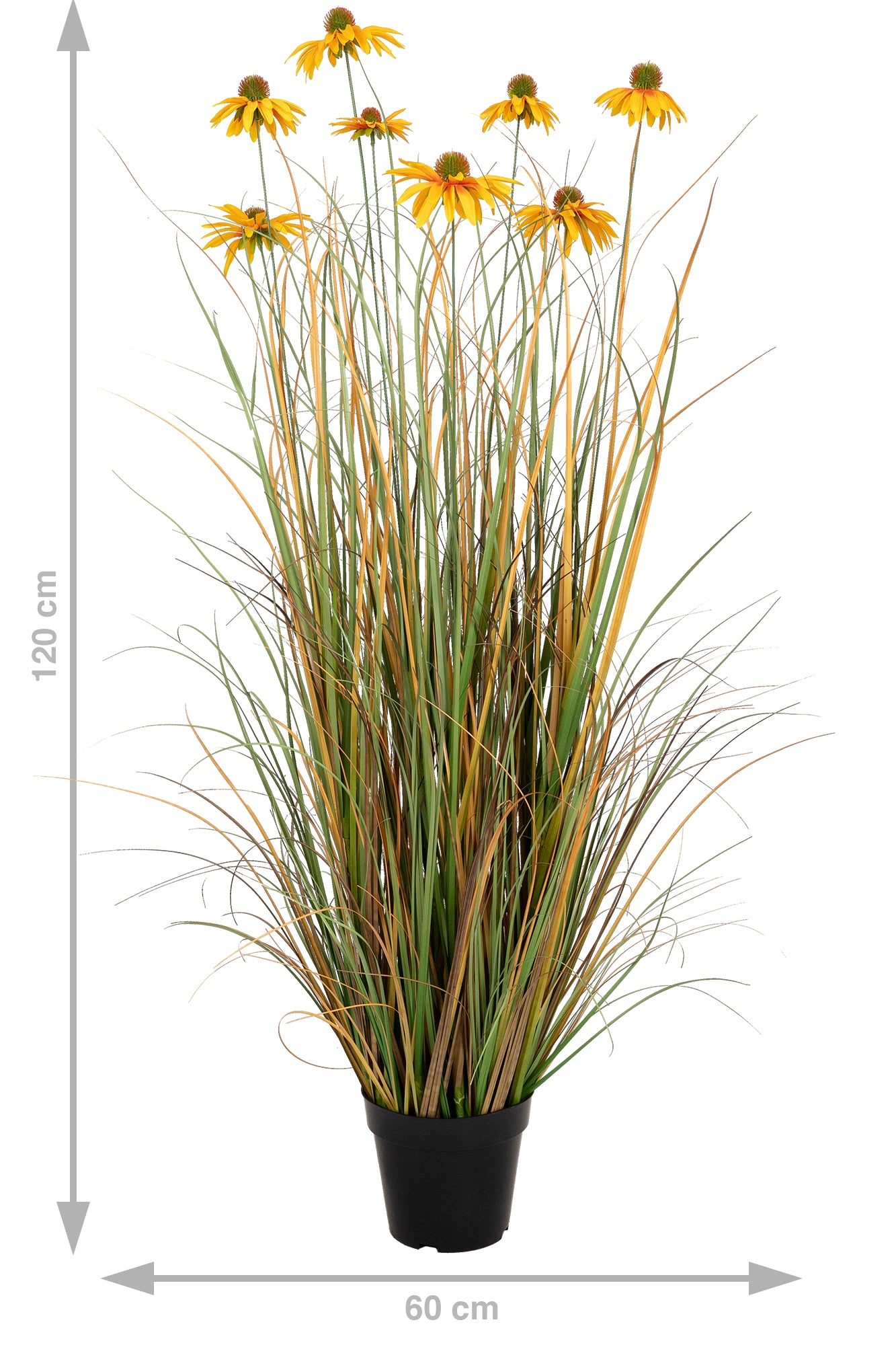 Iarba artificiala Onion 120 cm cu 8 flori galbene de crizantema