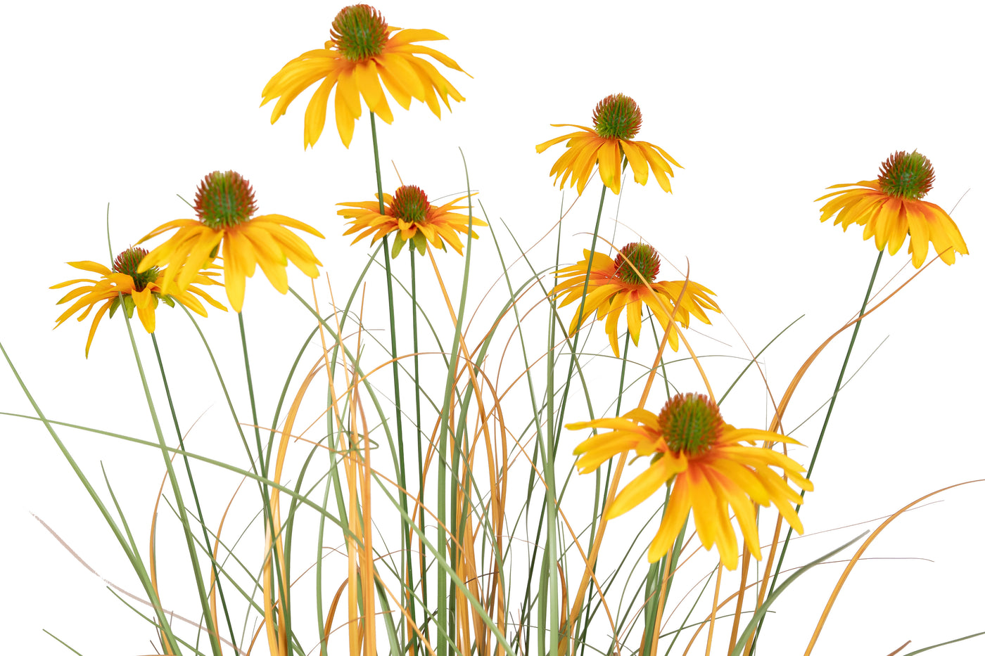 Iarba artificiala Onion 120 cm cu 8 flori galbene de crizantema