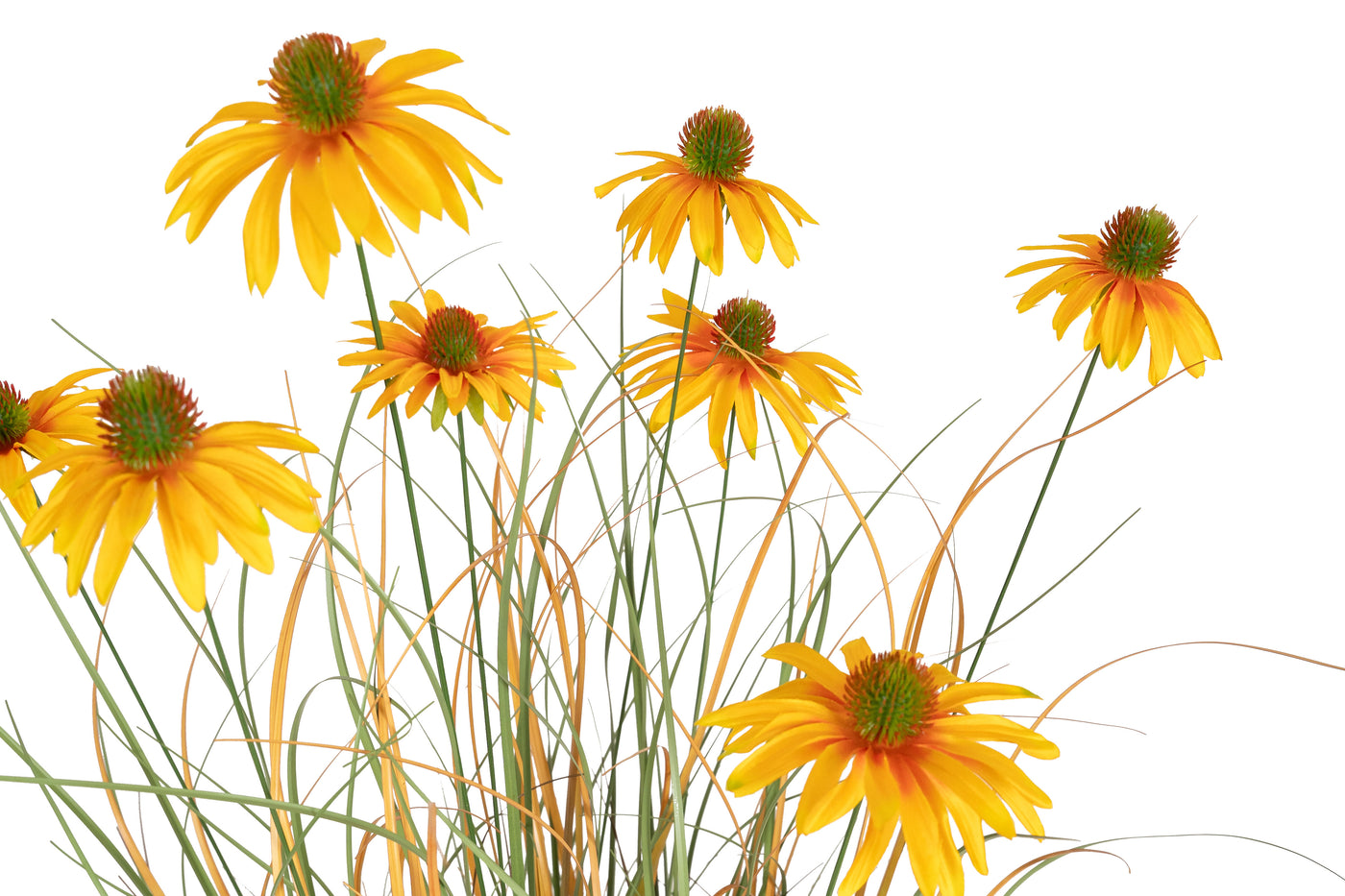 Iarba artificiala Onion 120 cm cu 8 flori galbene de crizantema