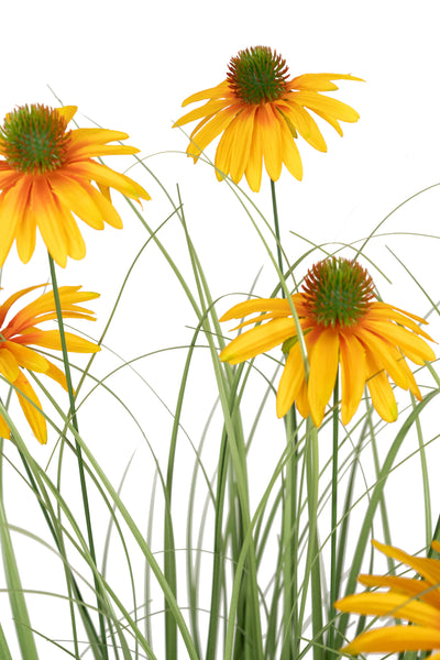 Iarba artificiala Onion 120 cm cu 9 flori de crizantema galbene