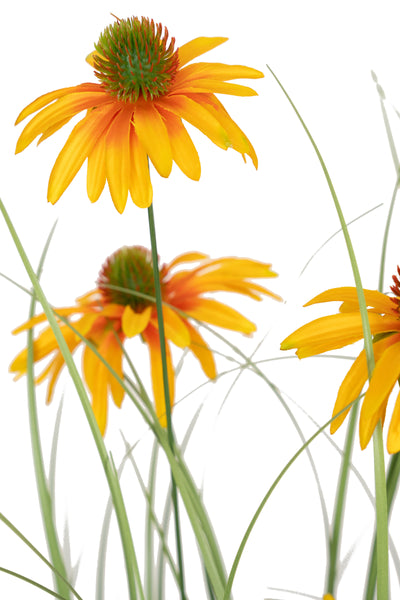 Iarba artificiala Onion 120 cm cu 9 flori de crizantema galbene