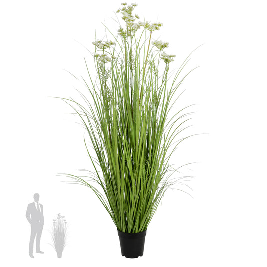 Iarba artificiala Onion 120 cm cu 9 flori de morcov albe