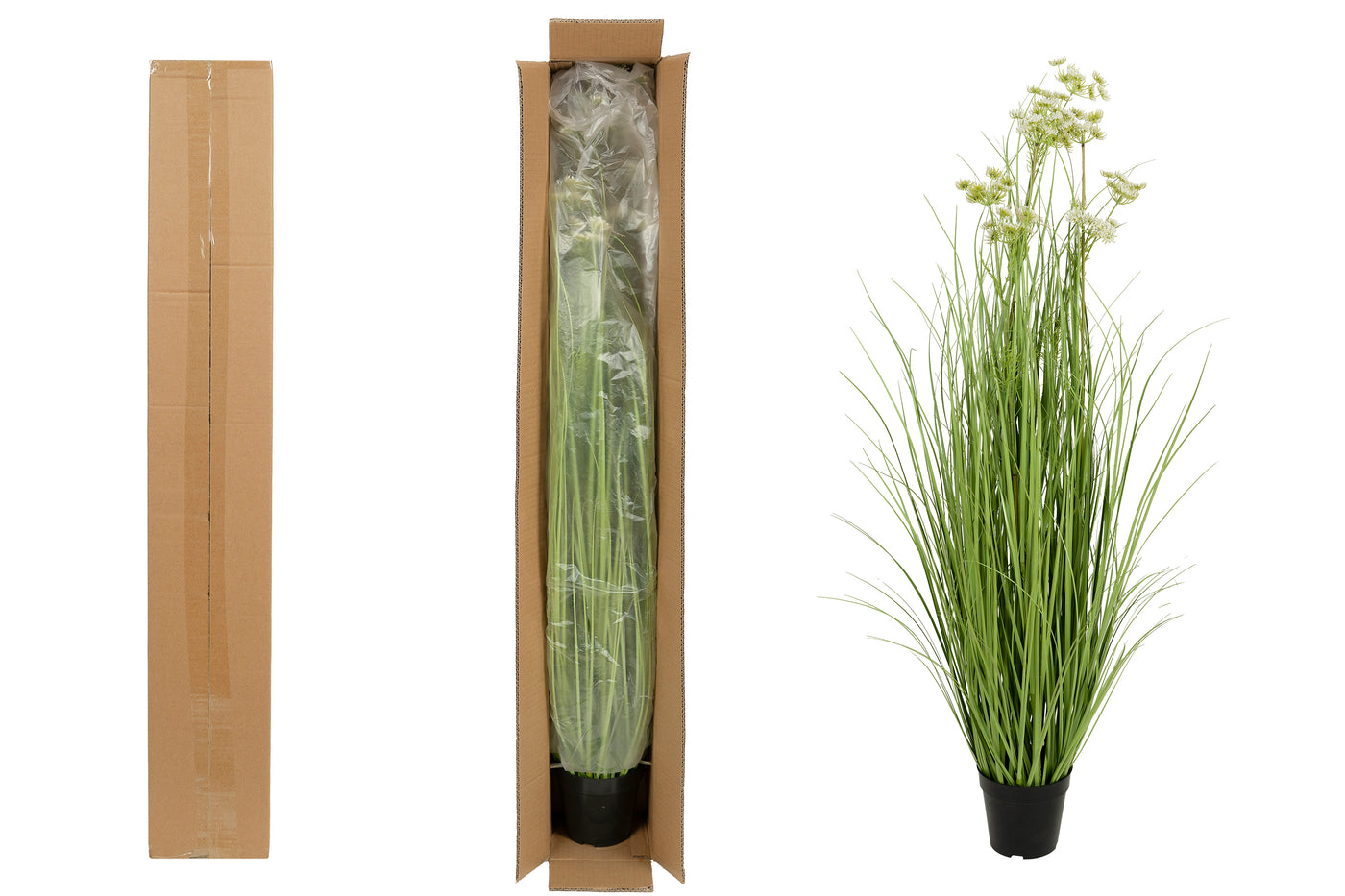 Iarba artificiala Onion 120 cm cu 9 flori de morcov albe
