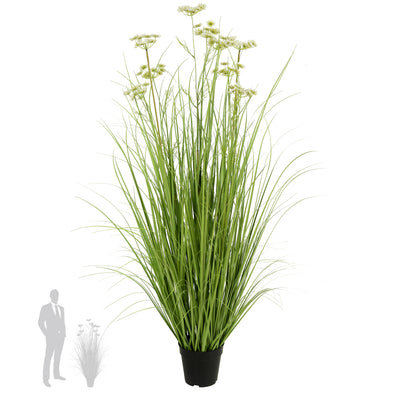 Iarba artificiala Onion 120 cm cu 9 flori de morcov albe
