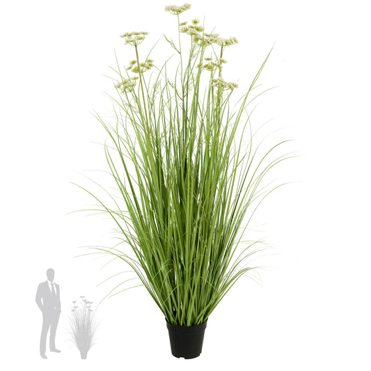 Iarba artificiala Onion 120 cm cu 9 flori de morcov albe