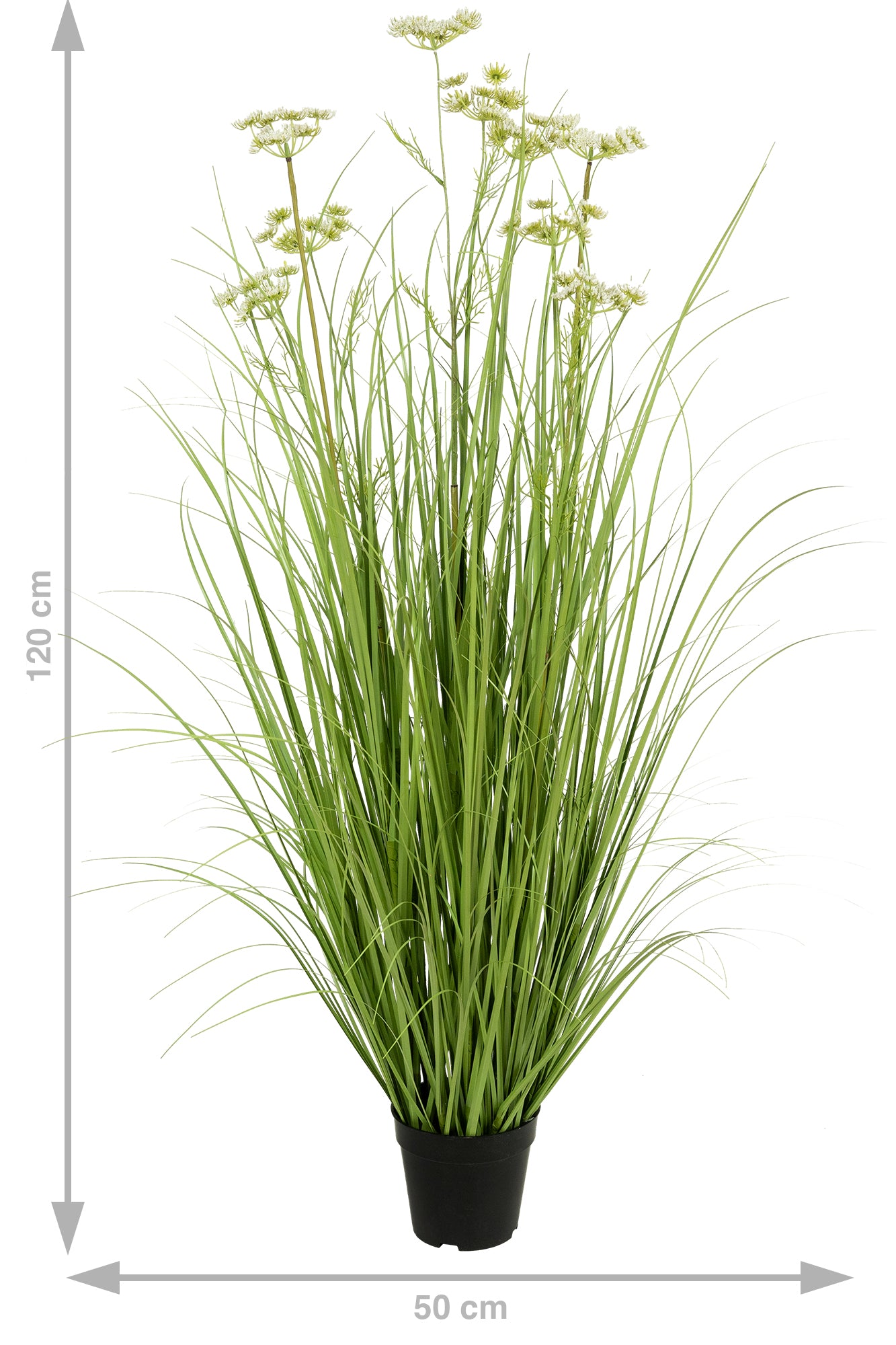 Iarba artificiala Onion 120 cm cu 9 flori de morcov albe