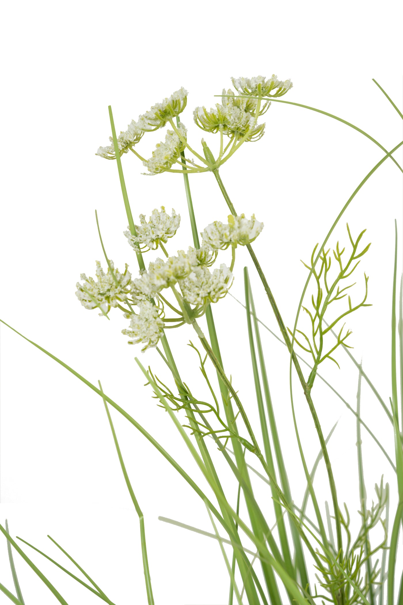 Iarba artificiala Onion 120 cm cu 9 flori de morcov albe
