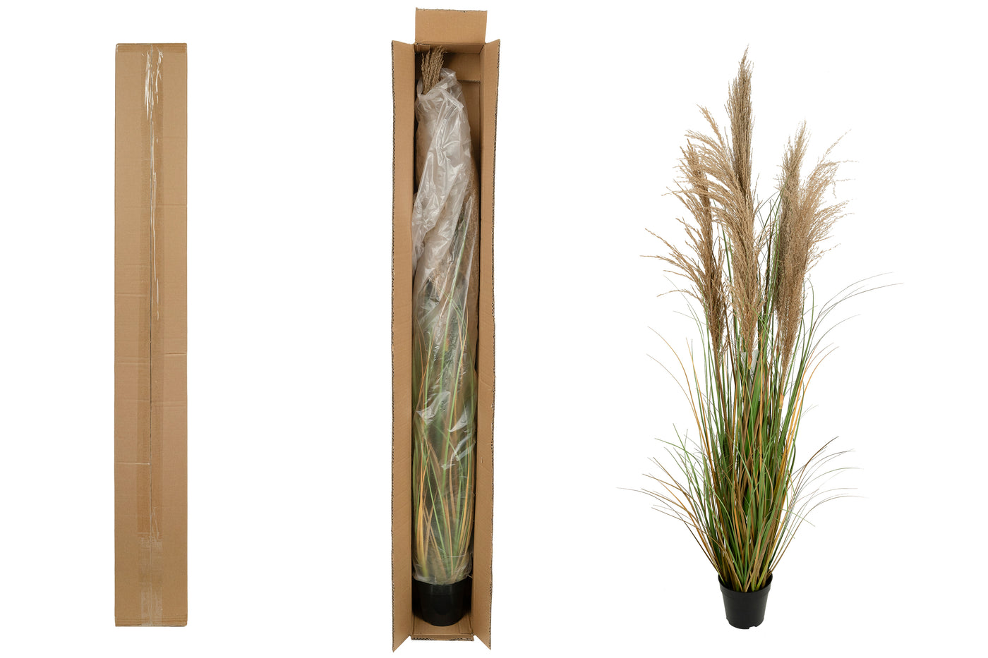 Iarba artificiala Onion 145 cm cu 5 flori naturale de pampas bej