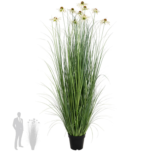 Iarba artificiala Onion 150 cm cu 10 flori albe de crizantema