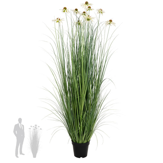 Iarba artificiala Onion 150 cm cu 10 flori albe de crizantema
