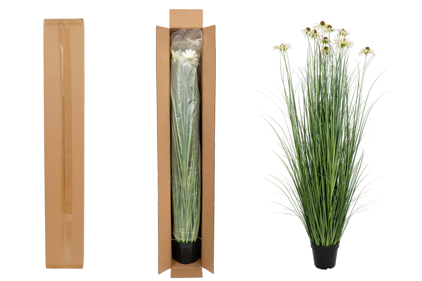 Iarba artificiala Onion 150 cm cu 10 flori albe de crizantema