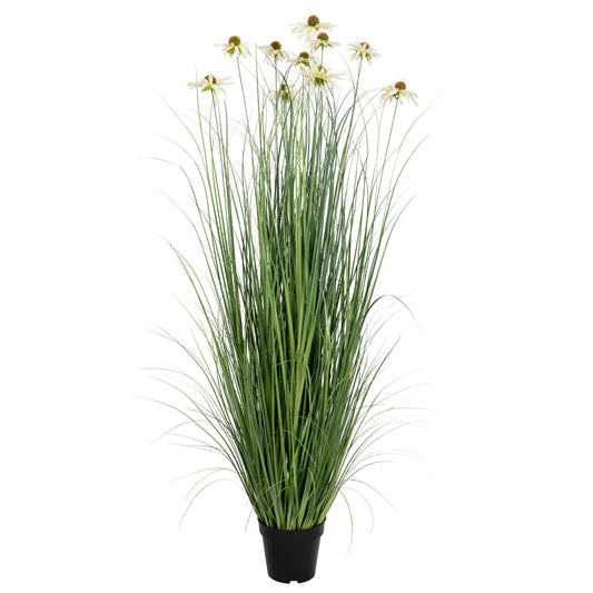Iarba artificiala Onion 150 cm cu 10 flori albe de crizantema