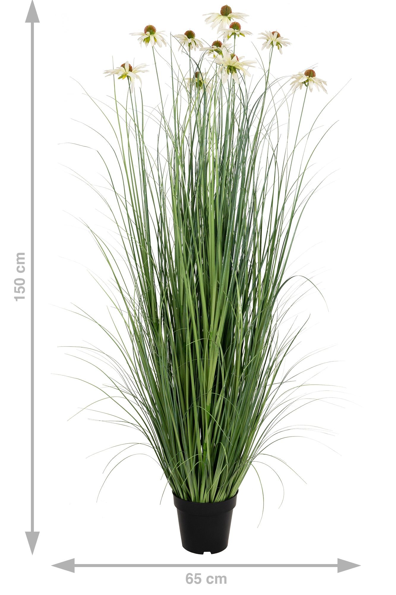Iarba artificiala Onion 150 cm cu 10 flori albe de crizantema