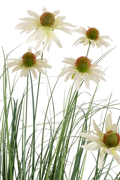 Iarba artificiala Onion 150 cm cu 10 flori albe de crizantema