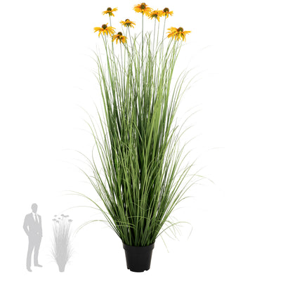 Iarba artificiala Onion 150 cm cu 10 flori galbene de crizantema