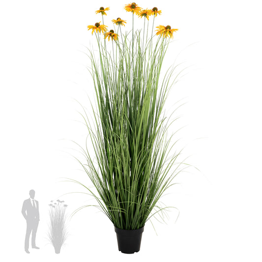 Iarba artificiala Onion 150 cm cu 10 flori galbene de crizantema
