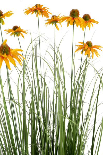 Iarba artificiala Onion 150 cm cu 10 flori galbene de crizantema