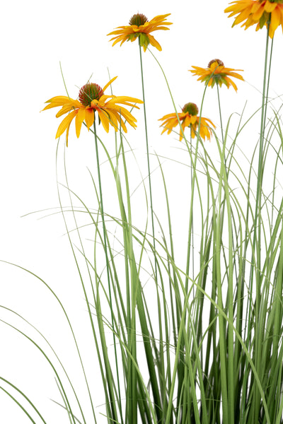 Iarba artificiala Onion 150 cm cu 10 flori galbene de crizantema