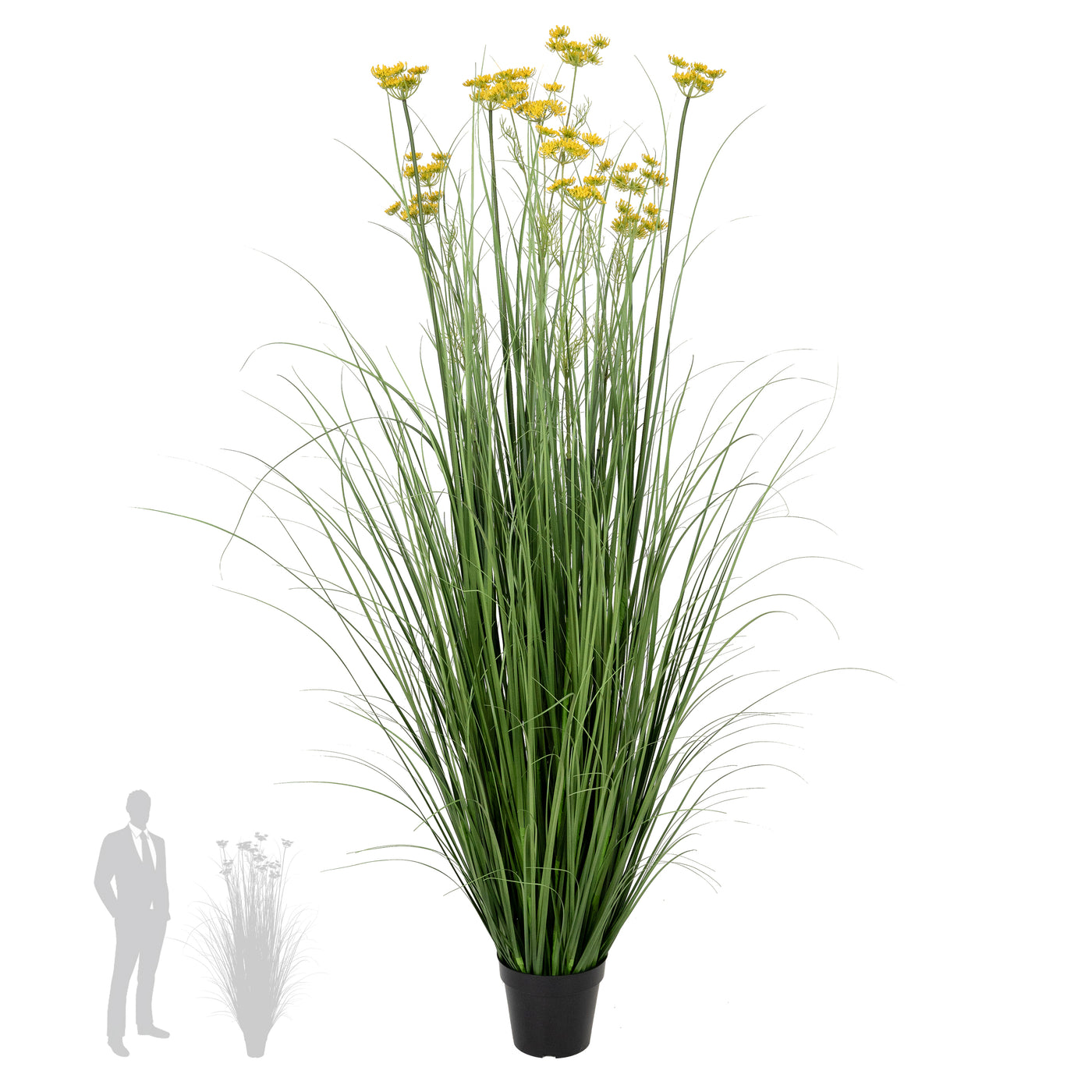 Iarba artificiala Onion 150 cm cu 12 flori de morcov galbene