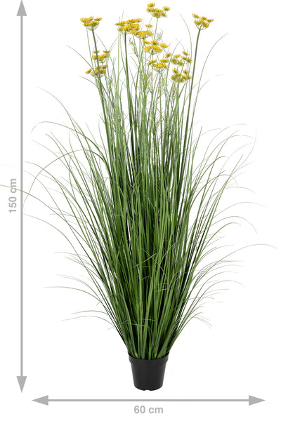 Iarba artificiala Onion 150 cm cu 12 flori de morcov galbene