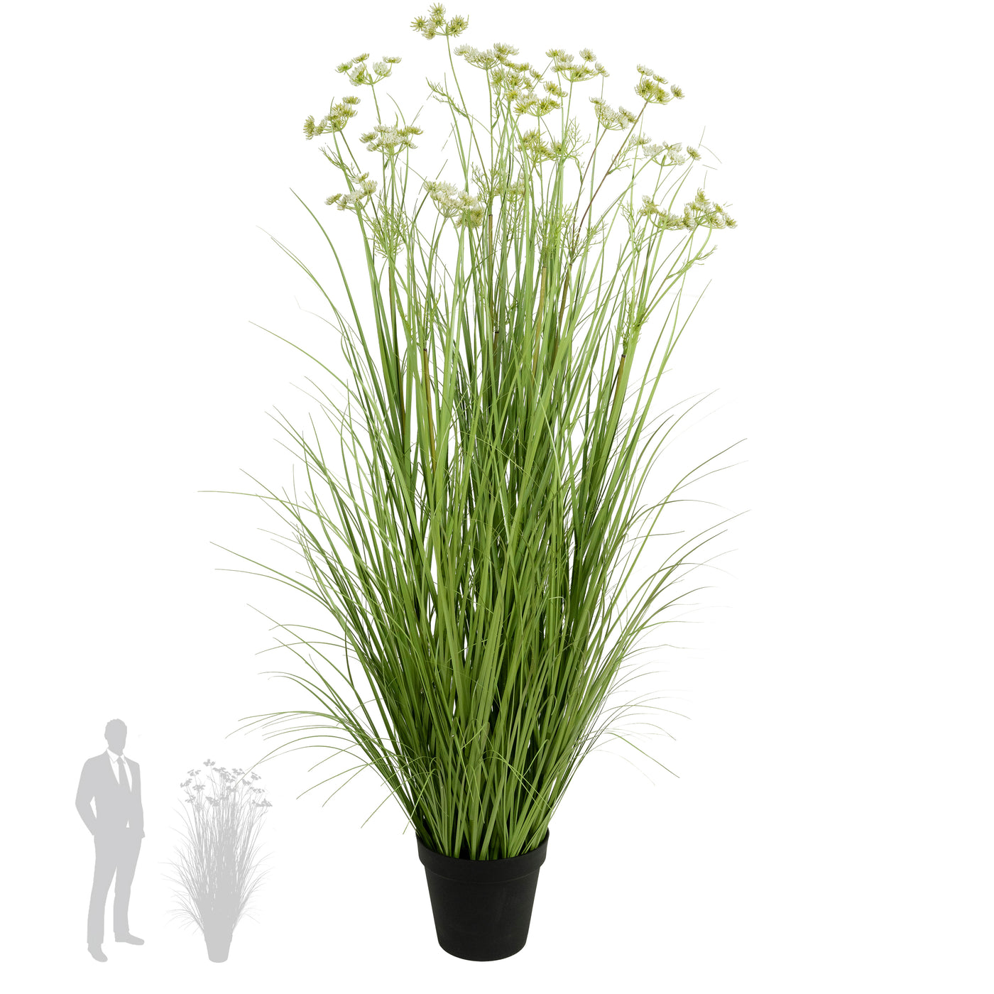 Iarba artificiala Onion 150 cm cu 18 flori de morcov albe