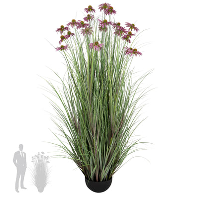 Iarba artificiala Onion 150 cm cu 22 flori violet de crizantema