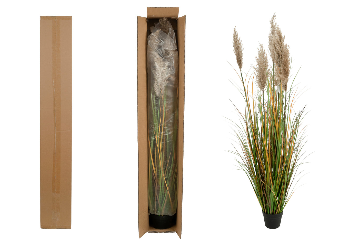 Iarba artificiala Onion 150 cm cu 7 flori naturale de pampas bej