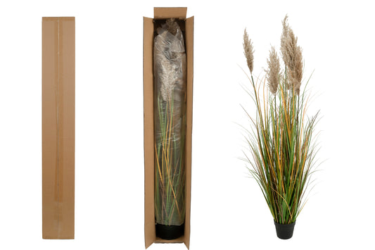 Iarba artificiala Onion 150 cm cu 7 flori naturale de pampas bej
