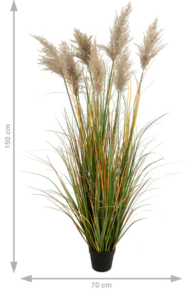 Iarba artificiala Onion 150 cm cu 7 flori naturale de pampas bej