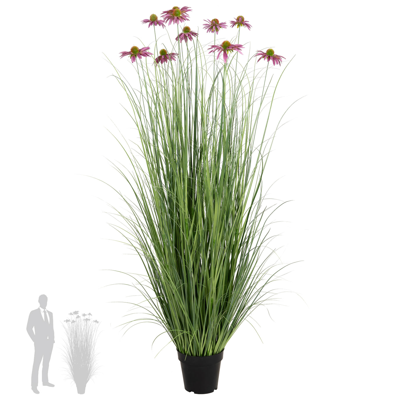 Iarba artificiala Onion 150 cm cu 9 flori mov de crizantema